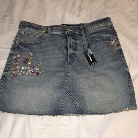 Express Dresses & Skirts - Express women’s denim Rhinestone mini skirt